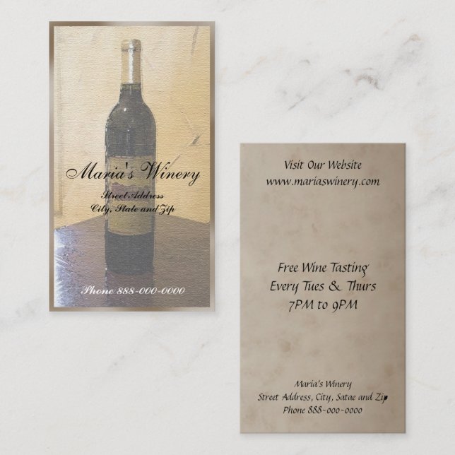 Carte de visite vinicole Wine Bar (Devant / Derrière)