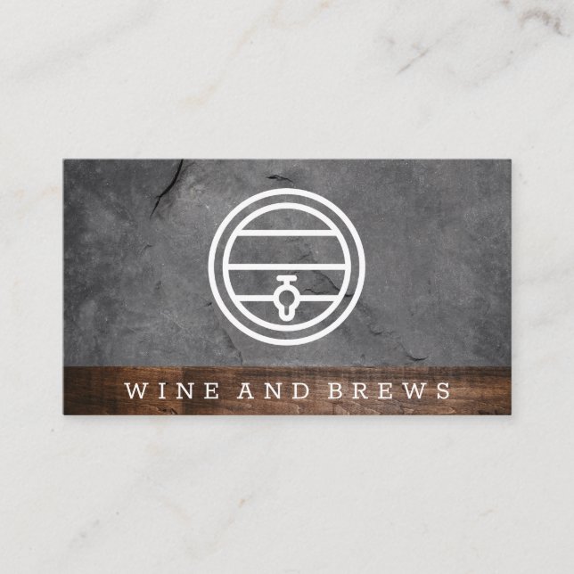 Carte De Visite Vins et brasseries | Bois et ardoise (Devant)