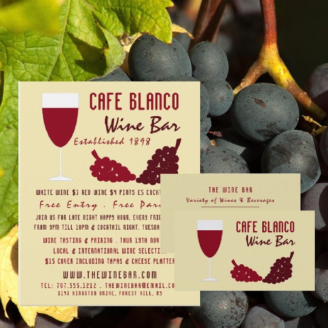 Carte De Visite Vins et raisins, Bar à vins/Vin (Créateur téléchargé)