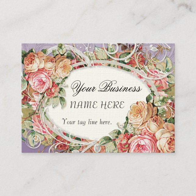 Carte De Visite Vintage Antique Roses (Devant)