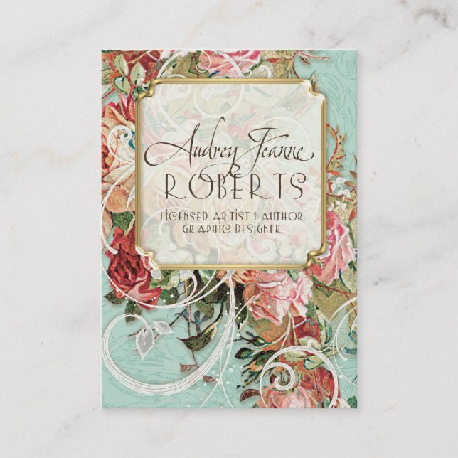 Carte De Visite Vintage Antique Roses (Devant)