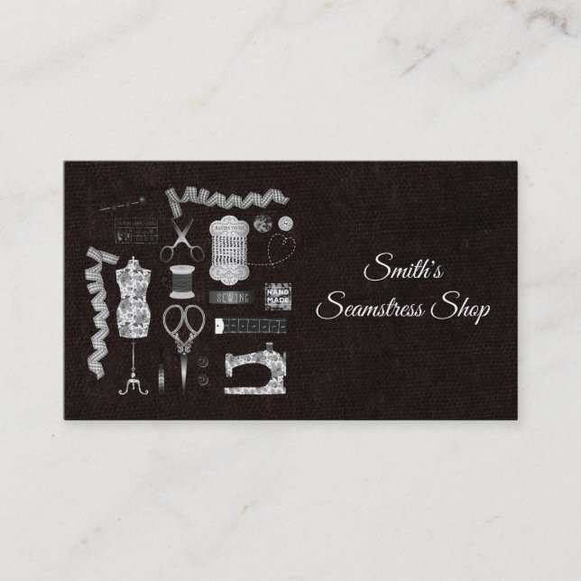 Carte de visite vintage Blackboard Seamstress (Devant)