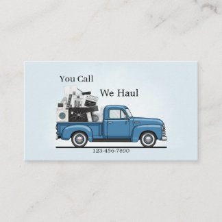 Carte De Visite Vintage Blue Pickup Junk Removal Business Card