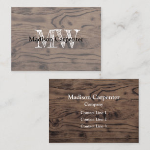 Carte De Visite Vintage bois brun brun roux brûlé Carpenter Monogr