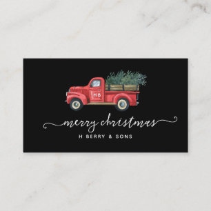Carte De Visite Vintage Camion Rouge Joyeux Noël
