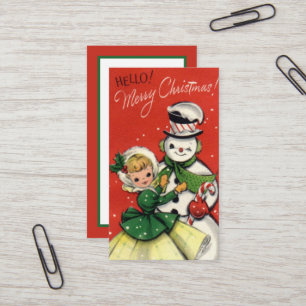 Carte De Visite vintage Christmas snowman ajouter des informations