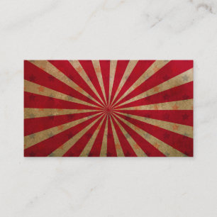 Carte De Visite Vintage Cirque Starburst Rouge Beige Lignes Radial