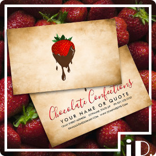 carte de visite vintage de fraise de chocolat