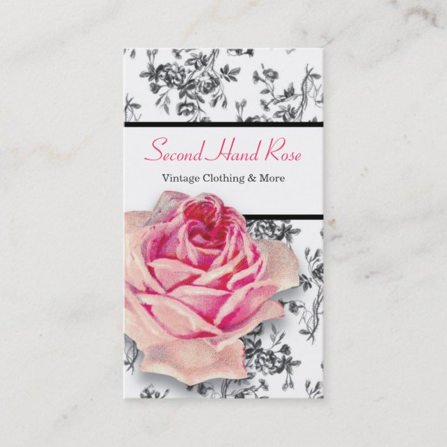 Carte de visite vintage de roses (Devant)