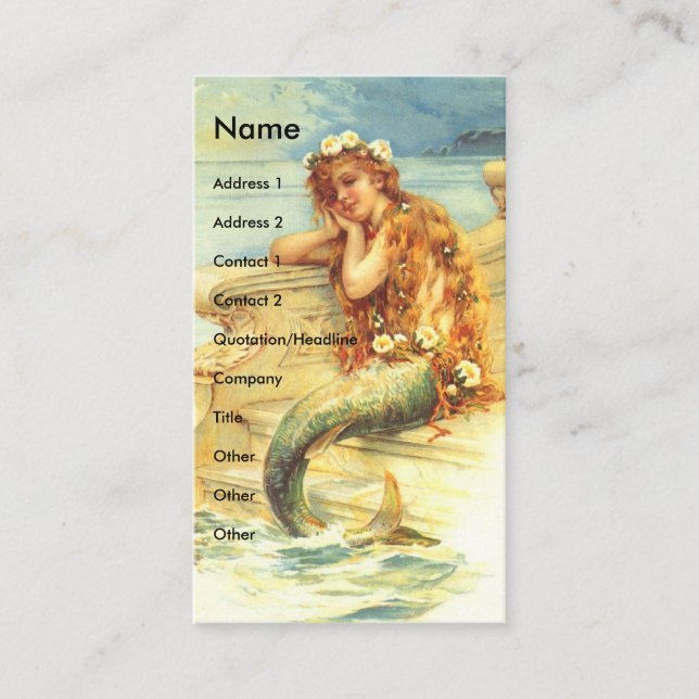 Carte de visite vintage de sirène (Devant)