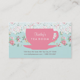 Carte de visite vintage de tasse et de théière de