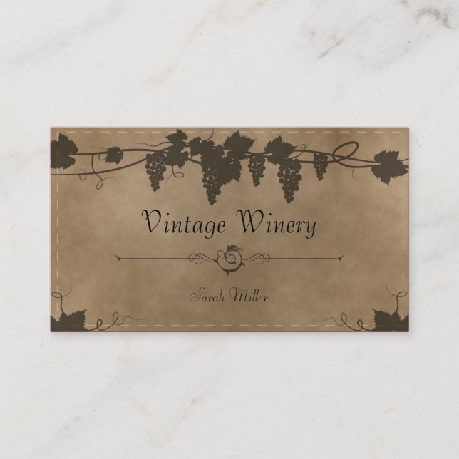 Carte de visite vintage d'établissement vinicole - (Devant)
