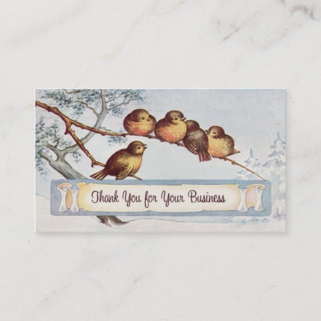 Carte de visite vintage d'illustration d'oiseaux (Devant)