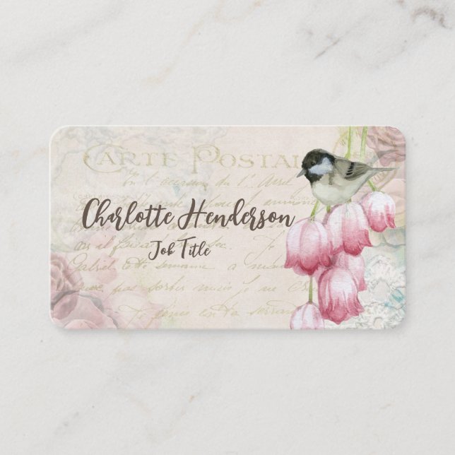Carte de visite vintage d'oiseaux (Devant)