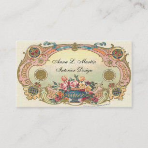 Carte De Visite Vintage, Élégant, Campagne Française, Floral