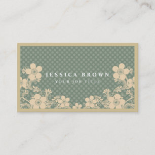 Carte de visite vintage élégant floral et de pois