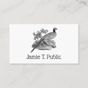 Carte De Visite Vintage faisan Jeu Oiseau Dessin BW