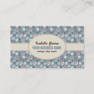 Carte De Visite Vintage Floral Blue Motif