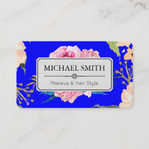 Carte De Visite Vintage Floral Élégant bleu moderne