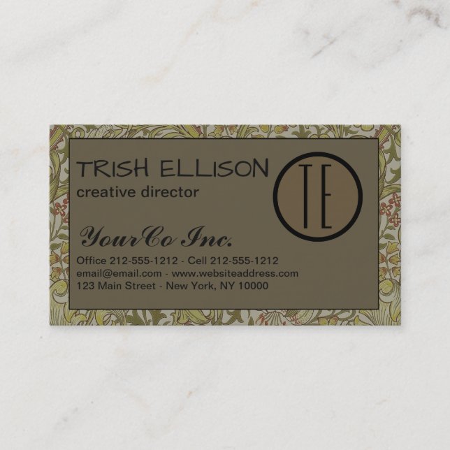 Carte de visite Vintage Floral Soft Modèle personn (Devant)