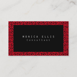 Carte De Visite Vintage Flower Red Black Motif Professionnel