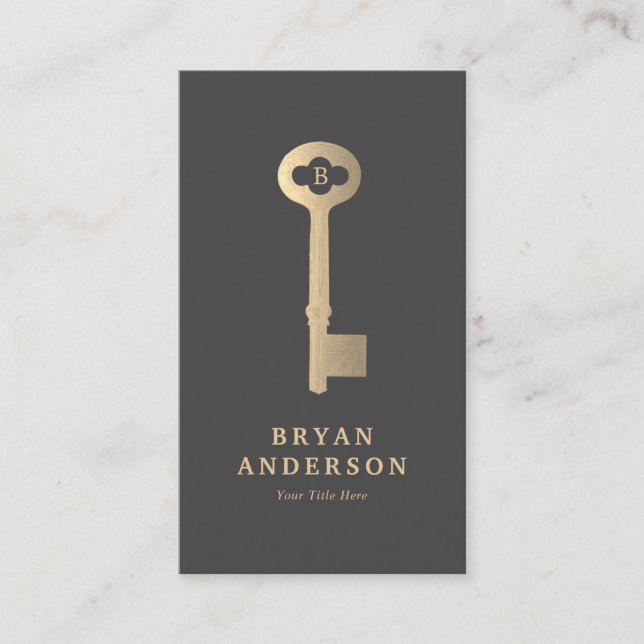 Carte de visite vintage Gold Key (Devant)