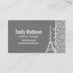 Carte De Visite Vintage Grey Damask Paris