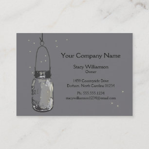 Carte De Visite Vintage Mason Jar & Fireflies Enregistrer la date