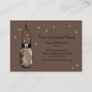 Carte De Visite Vintage Mason Jar & Fireflies Enregistrer la date