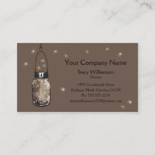 Carte De Visite Vintage Mason Jar & Fireflies Enregistrer la date