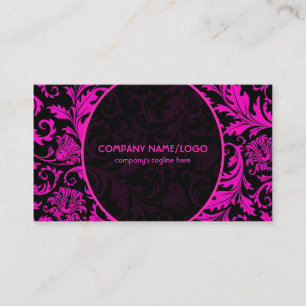 Carte De Visite Vintage noir et rose Damas Motif