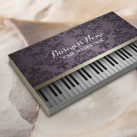 Vintage Purple Damask Pattern & Piano Keys Musique