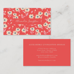 Carte De Visite Vintage Red Country Farmhouse Floral Moderne Petit