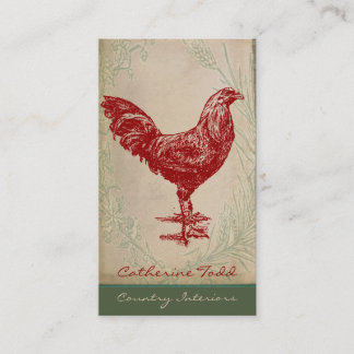 Carte De Visite Vintage Red Rooster Shabby Chic Design d'intérieur