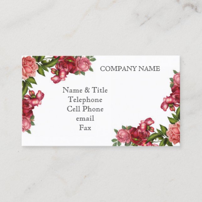Carte de visite vintage Red Roses (Devant)