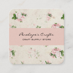Carte de visite vintage Rose rose Floral Carré