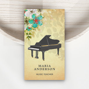 Carte De Visite Vintage Rustique Floral Grand Piano musicien Piani