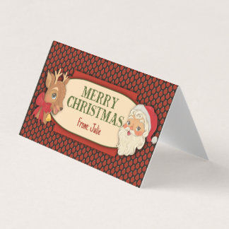 Carte De Visite Vintage Santa Merry Christmas Treat Bag Topper
