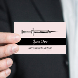 Carte De Visite Vintage seringue noire rose Infirmière Médicale