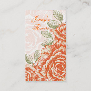 Carte De Visite Vintage tangerine orange roses personnalisés