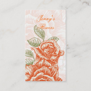 Carte De Visite Vintage tangerine orange roses personnalisés