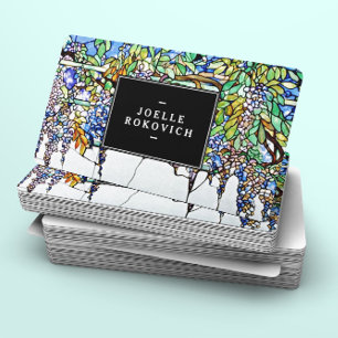 Carte De Visite Vintage Tiffany verre tendu Wisteria Floral Art