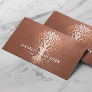 Carte De Visite Vintage Tree Cuivre Coach Yoga Wellness SPA