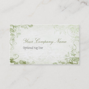 Carte De Visite Vintage vert d'antiquité Floral