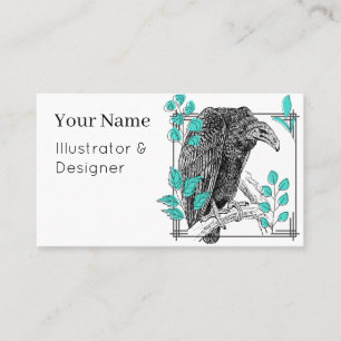 Carte De Visite Vintage Vulture & Feuilles de Turquoise - Art Somb