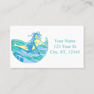 Carte De Visite Vintage Waveriding Mermaid Thunder_Cove