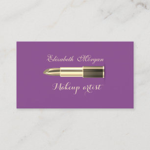Carte De Visite Violet Moderne Élégant - Maquillage - Rouge à Lèvr
