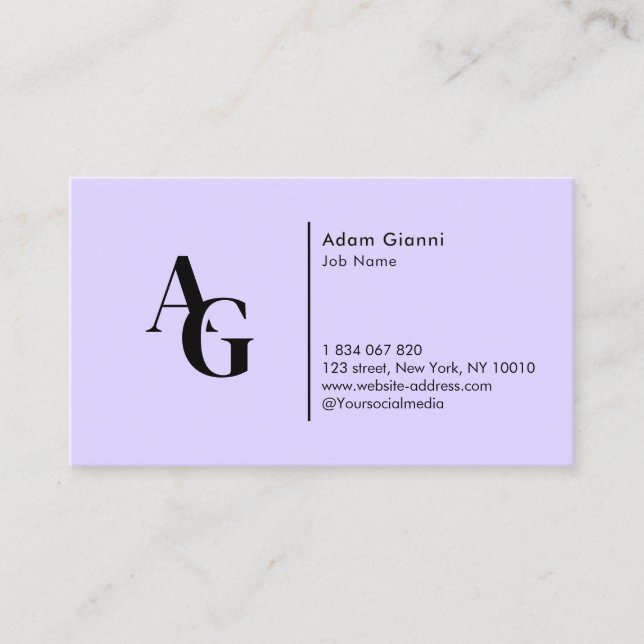 Carte de visite violet Monogram Lilac (Devant)
