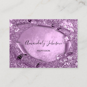 Carte De Visite Violet Parties scintillant Confetti Maquillage Art