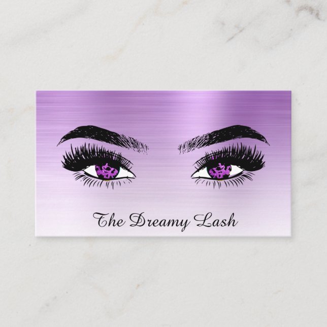 Carte De Visite *~* VIOLET Parties scintillant Lashes QR Brows Ext (Devant)